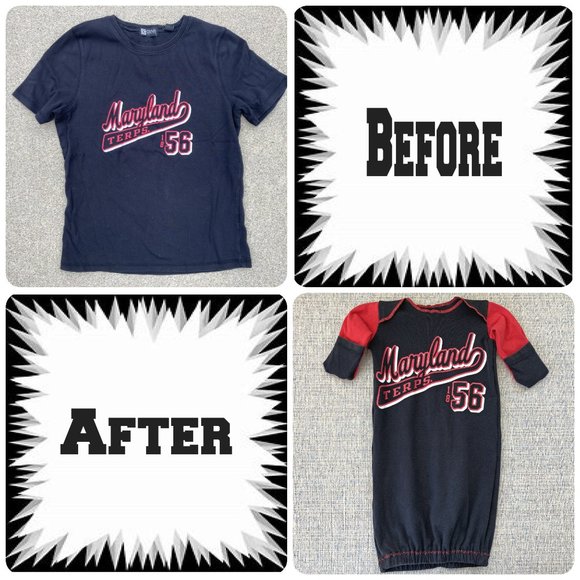 University Maryland Terrapins handmade upcycled t-shirt newborn sleep sack - Picture 3 of 12